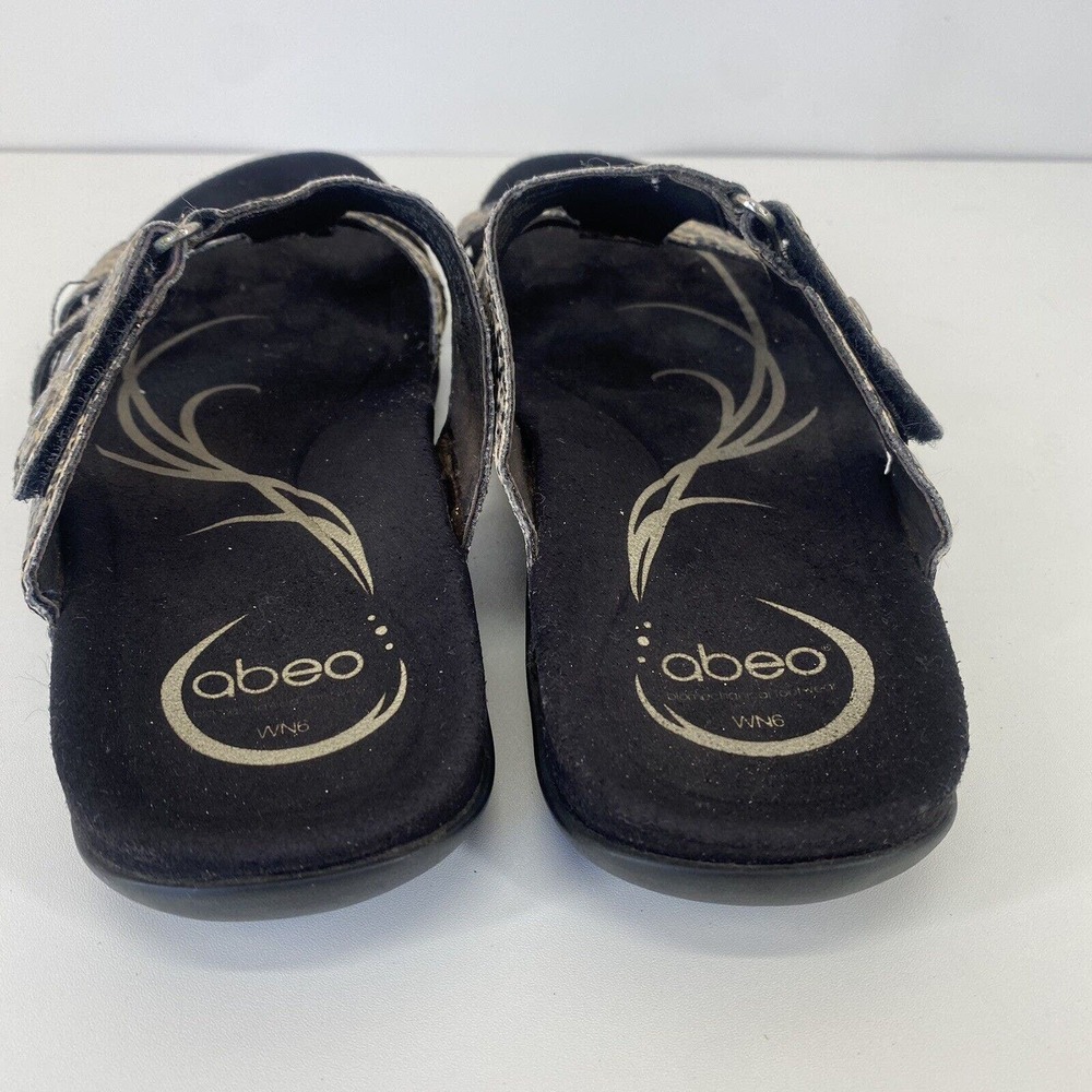 Abeo Sandals Black Snakeskin Bio System Walking Slip On Shoes Women's Size 6 - Picture 4 of 6
